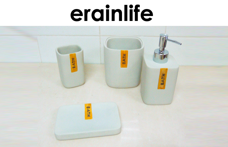 Natural Concrete Bathroom Accessory Set Lotion Soap Dispenser Tumbler Soap Dish