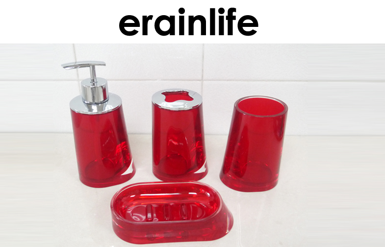 Red Acrylic Bathroom Accessory Set With Chromed Plating Top 45R